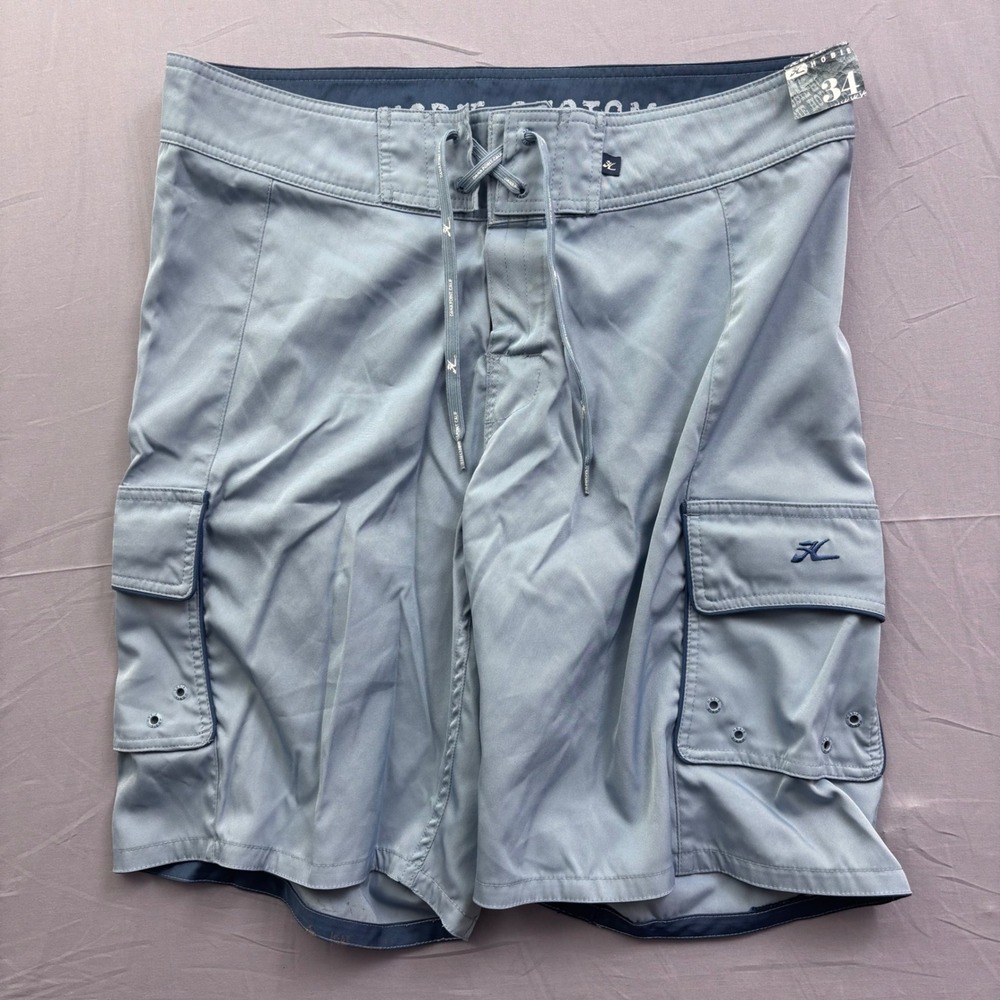 Hobie‎ Custom Mens Board Shorts Gray Cargo Swim Trunks Size 34 Surf Beachwear